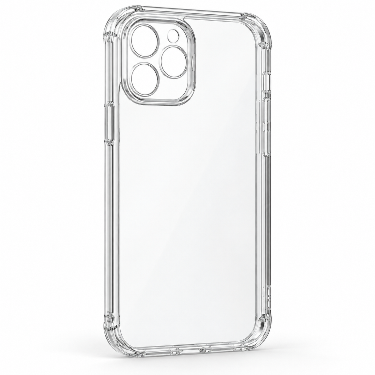 Carcasa transparente iPhone 7 al 18 Pro Max — foto profesional sobre fondo blanco
