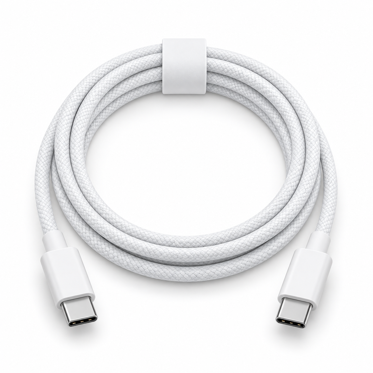 Cable USB-C a USB-C 1 m — fotografía profesional sobre fondo blanco