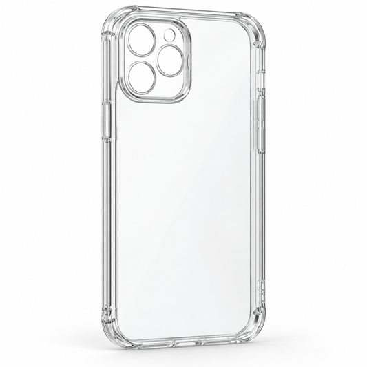 Carcasa transparente iPhone 7 al 18 Pro Max — foto profesional sobre fondo blanco