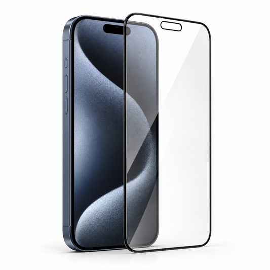 Lámina transparente completa iPhone 13 al 18 Pro Max — imagen de catálogo fondo blanco